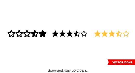 Rating icon of 3 types: color, black and white, outline. Isolated vector sign symbol.