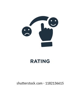 Rating icon. Black filled vector illustration. Rating symbol on white background. Can be used in web and mobile.