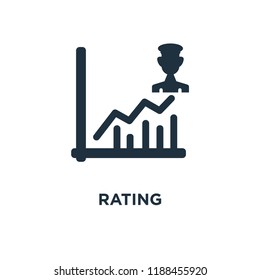 Rating icon. Black filled vector illustration. Rating symbol on white background. Can be used in web and mobile.