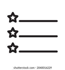rating icon or logo vector illustration of isolated sign symbol, vector illustration with high quality black outline.