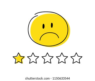 Rating icon - one star. Happy yellow coloured  stickman. Vector.