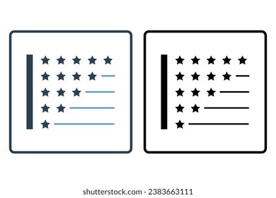 Icono de calificación. Icono relacionado con Comentarios y revisión. adecuado para sitio web, aplicación, interfaces de usuario, imprimible, etc. Estilo de icono sólido. Diseño de vector simple editable