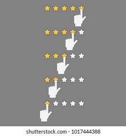 Rating icon set. Hand press the star button. Concept of favorite, consumer and service - vector