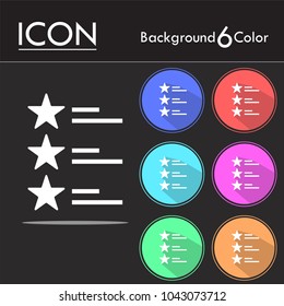 Rating icon vector, review icon vector isolated on six color background.