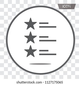 Rating icon vector, review icon vector isolated on transparent background.