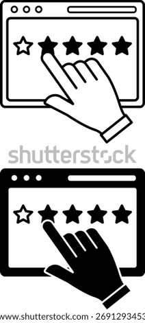 Rating Icons. Black and White Vector Illustrations. Company or Product Rating, Online Customer Opinion. Feedback Concept