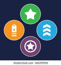 Rating icons set. set of 4 rating filled icons such as rank