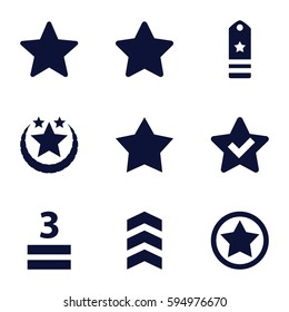 rating icons set. Set of 9 rating filled icons such as 3 allowed, star
