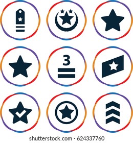 Rating icons set. set of 9 rating filled icons such as 3 allowed, star