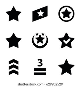 Rating icons set. set of 9 rating filled icons such as 3 allowed, star
