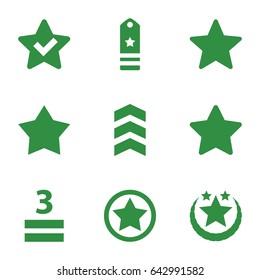 Rating icons set. set of 9 rating filled icons such as 3 allowed, star