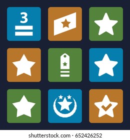 Rating icons set. set of 9 rating filled icons such as 3 allowed, star