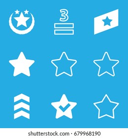 Rating icons set. set of 9 rating filled and outline icons such as rank, star