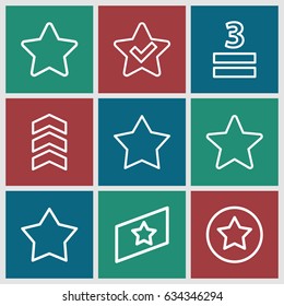 Rating icons set. set of 9 rating outline icons such as 3 allowed, star