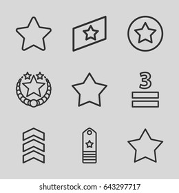Rating icons set. set of 9 rating outline icons such as 3 allowed, rank