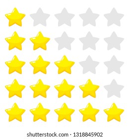 Rating icons set. Five, four, three, two and one stars for website or app review feedback