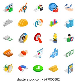 Rating icons set. Isometric set of 25 rating vector icons for web isolated on white background