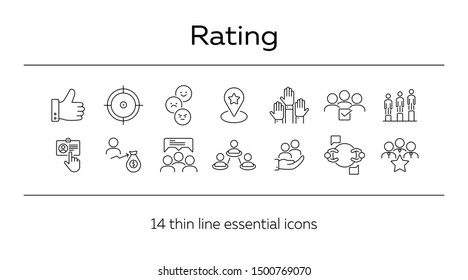 Rating icons. Set of line icons. Good choice, best worker, employees rate. Customer feedback concept. Vector illustration can be used for topics like business, internet, networking
