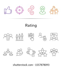 Rating icons. Set of line icons. Good choice, best worker, employees rate. Customer feedback concept. Vector illustration can be used for topics like business, internet, networking