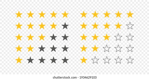 Rating icons. Rating Stars. Five stars customer product rating. Vector illustration