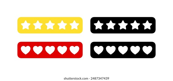 Rating icons stars and hearts