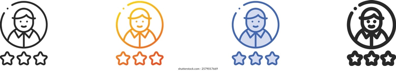 rating icon.Thin Linear, Gradient, Blue Stroke and bold Style Design Isolated On White Background