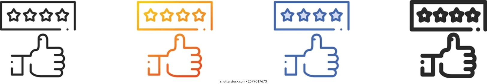 rating icon.Thin Linear, Gradient, Blue Stroke and bold Style Design Isolated On White Background