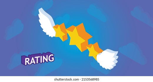 Rating isometric design icon. Vector web illustration. 3d colorful concept