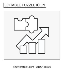  Rating line icon. Arrow grew up. Graph. Puzzle concept. Isolated vector illustration. Editable stroke