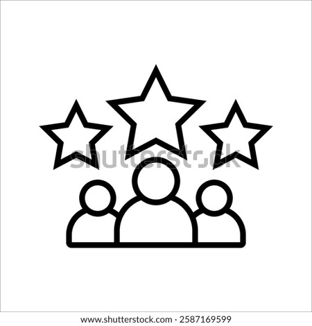 Rating line icon. First place, star rating and winning person. Star rating icon. Linear set. Collection of quality lines. Vector
Vector Format