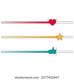 Rating love scale. Feedback vector icon. Color scale on white background. Satisfaction meter. Scale meter. Minimum to Maximum. Vector illustration concept.