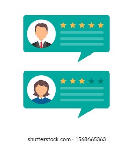 rating messages customer reviews, vector illustration, flat design. customer reviews, experience or feedback concept, star rating