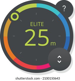 Rating meter gauge element in a flat design. Speedometer, temperature ui element loader with a prism ring