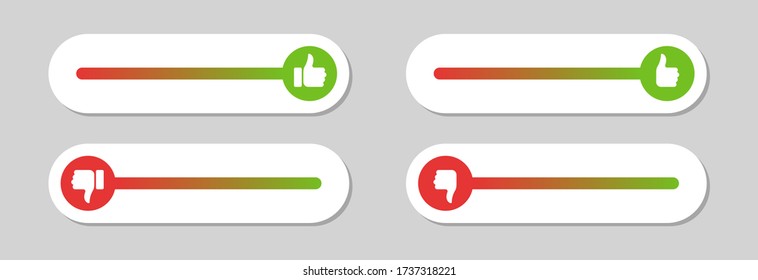Rating of mobile app. Good rating. Thumb up and thumb down. Flat icons like and dislike. Yes and no. Vector illustration