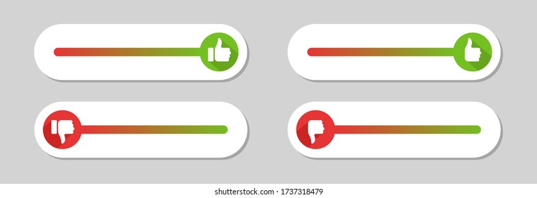 Rating of mobile app. Good rating. Thumb up and thumb down. Flat icons like and dislike. Yes and no. Vector illustration