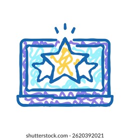 rating on laptop doodle icon sketch vector. rating on laptop sign. isolated symbol illustration