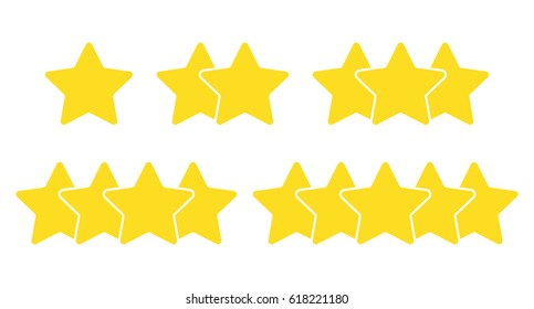 Rating from one to five star on white background
