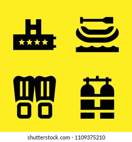 rating, rafting, flippers and oxygen tank vector icon set. Sample icons set for web and graphic design