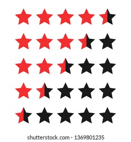 Rating red stars, set. Vector illustration