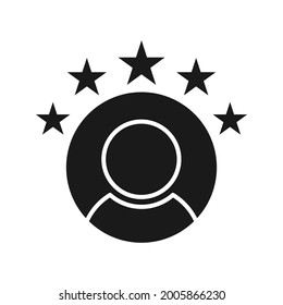 Bewertung, Überprüfung oder Feedback Symbol Vektorgrafik. Symbol-Vektordesign-Vorlage für die Kundenbewertung Feedback des Kunden mit Star-Vektorsymbol-Design für Website, Symbol, Logo, Zeichen, App, Benutzeroberfläche.