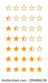 Rating, review, product rating, five-star collection. five star rating