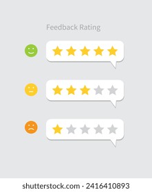 Rating and Review with stars icon. Customer feedback rating. Vector illustration