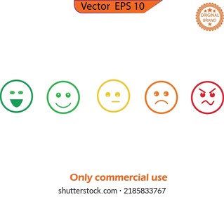 Rating satisfaction. Feedback in form of emotions. Set of emoticons with different moods. Emoji.