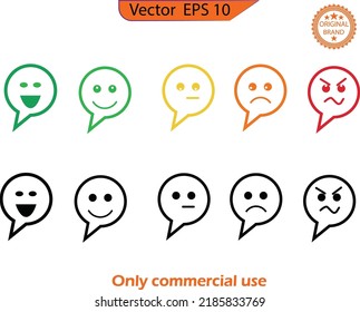 Rating satisfaction. Feedback in form of emotions. Set of emoticons with different moods. Emoji.