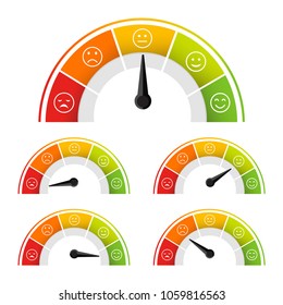 rating satisfaction mood meter in flat style vector isolated on white