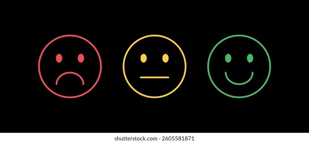 Rating satisfaction. Set of emotion line smiles - good, normal, bad. Vector illustration, EPS10