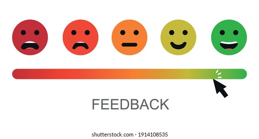 Escala de calificación en forma de emoticonos de humor. Vector de comentarios o clasificación.