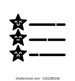 Rating scale glyph icon. Customer feedback and review. Service satisfaction level. Ranking. Silhouette symbol. Negative space. Vector isolated illustration