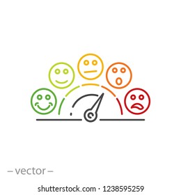 rating scale icon, customer satisfaction meter line sign on white background - editable vector illustration eps10