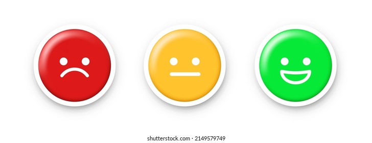 Rating scale or pain scale in the form of emoticons. Vector 3d clipart isolated on white background.